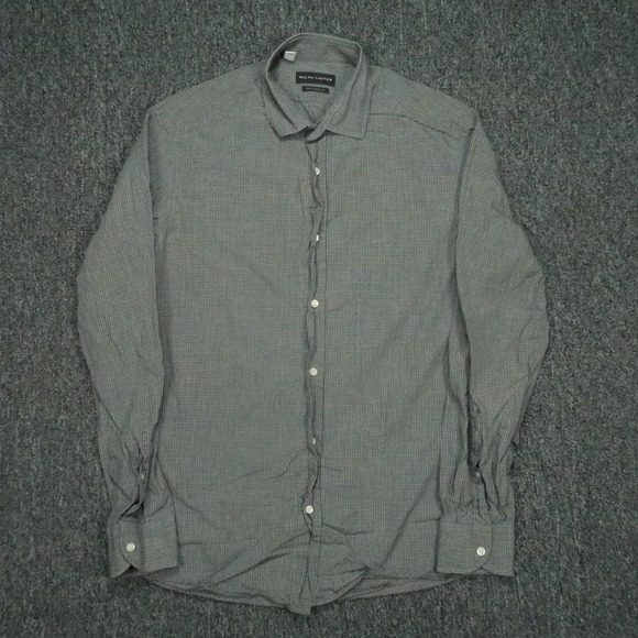 Ralph Lauren Black Label Shirt Men Medium 15.5 Gray Black Gingham Tailored Fit